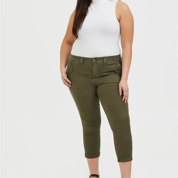 Torrid Military Crop Pants in Olive - Picture 1 of 9